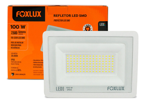 Refletor Led 100w 6500k Branco Bivolt Foxlux
