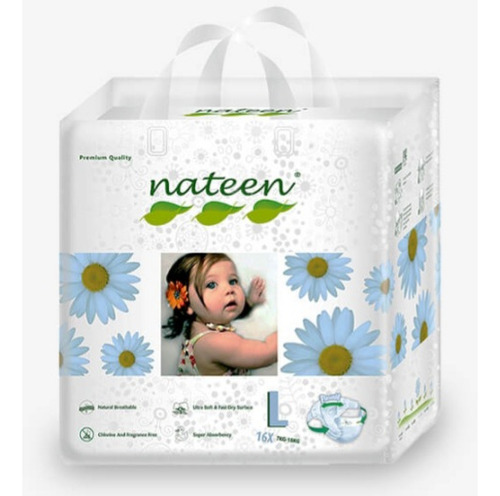 Caja Pañal Bebé Ecológico Premium Nateen Talla L (128unid)