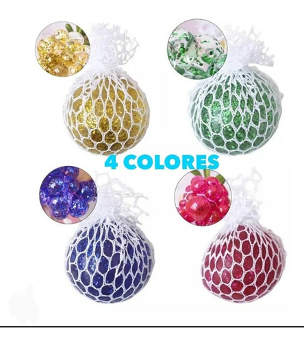 12 Pelotas Antiestres Squishy Glitter Cerebro Hidrogel Orbee