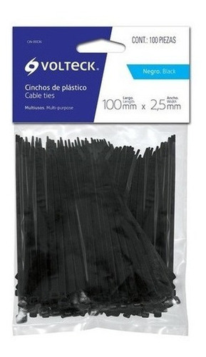 Volteck Amarras Plásticas Negra 2.5x100mm 100un