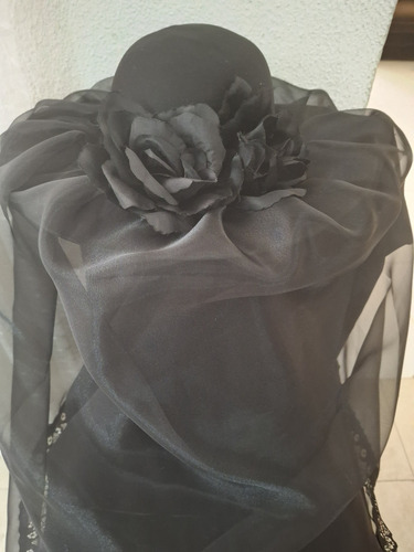 Sombrero De Catrina Negro Con Flores Colores Para Disfraz
