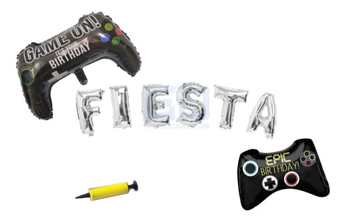 Pack Globo Metálico Fiesta Gamer Epica 3pack
