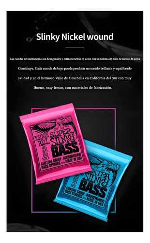 Cuerdas Para Bajo Para Ernie Ball 2824/ 5 Cuerdas 40-125