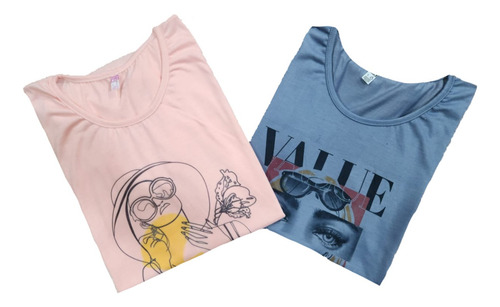 Pack X 2 Remeras Modal Mujer Manga Corta Promocion Ultimas