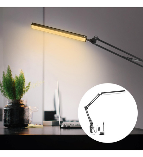 Lámpara De Escritorio Led Con Abrazadera, Brazo Oscilante