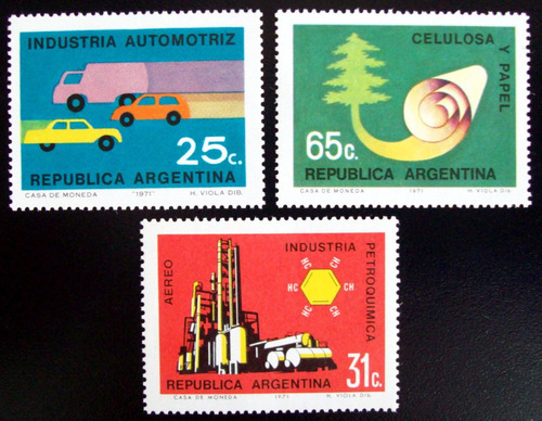 Argentina, Serie Gj 1570-72 Industria Nacional 71 Mint L4988