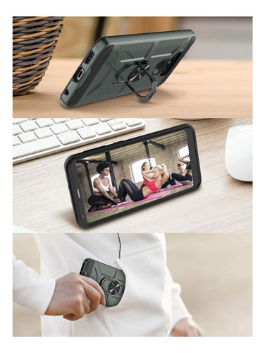 Jeylly Funda Para Lg G6 Con Protector De Pantalla De Vidrio Verde Medianoche.