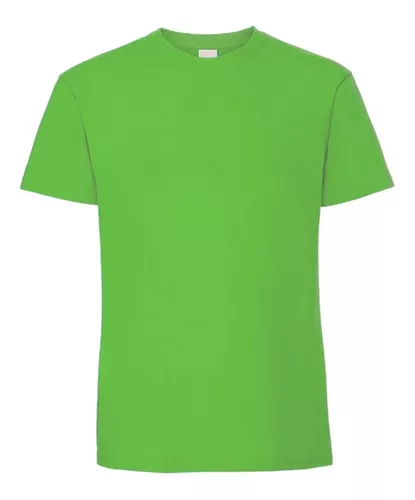 camiseta verde militar en blanco con cuello redondo y manga corta