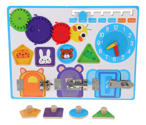 Tabuleiro Sensorial Fechadura Engrenagem Relogio Calendario