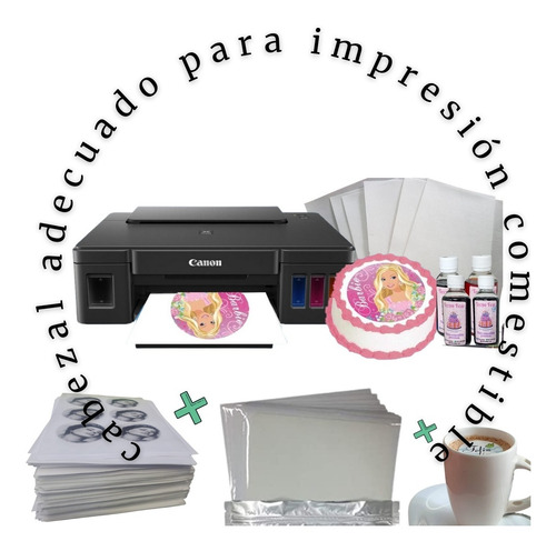 Kit Basico Papel De Arroz Y Tinta Comestible Con Impresora