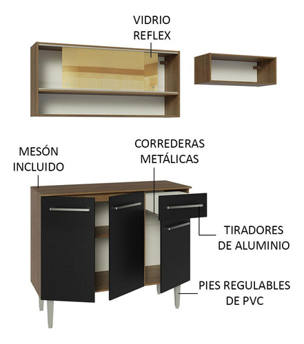 Cocina Integral Completa Modular Madesa Emilly 165cm Mn 02