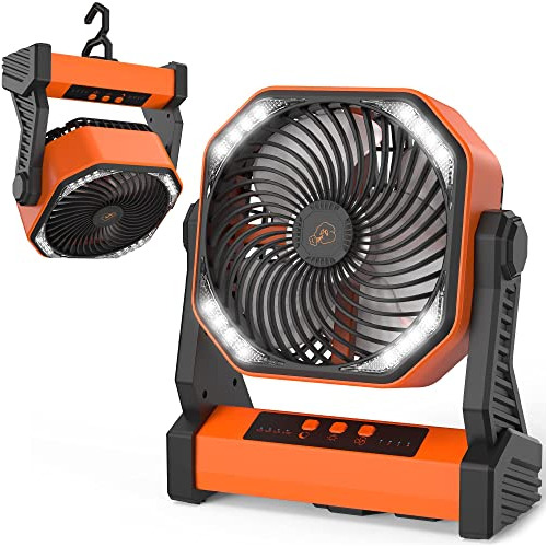 Ventilador De Camping Linterna Led, Batería Recargable...