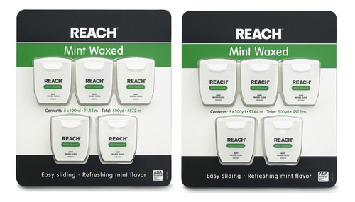 Reach Mint Encerado Floss Dental 100&nbsp;yards Por Pack, Pa