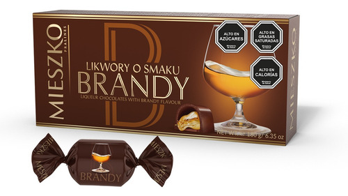Imagen 1 de 1 de Estuche Chocolate Bombones Rellenos Licor Sabor Brandy 180g
