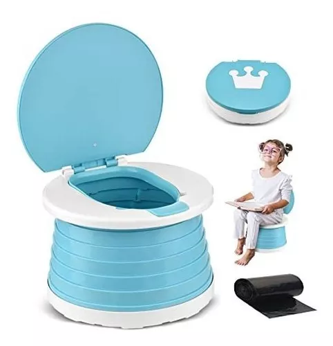 Orinal portátil para niños pequeños, inodoro portátil plegable para niños,  inodoro de entrenamiento para ir al baño para niñas y niños con bolsa de