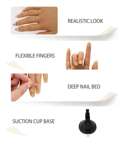 Mano De Práctica Uñas, Mano De Silicona Suave Nail Ar...