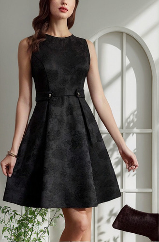 Vestido Jacquard Negro Elegancia Atemporal - Turquia