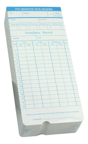 Tarjeta De Registro De Asistencia Pyramid Time Cards, 100 Ho