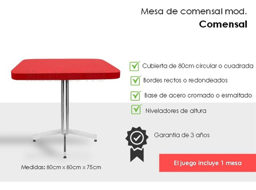 Juego De Comedor Para Restaurante Y Comercio Mod, Tbl/mc