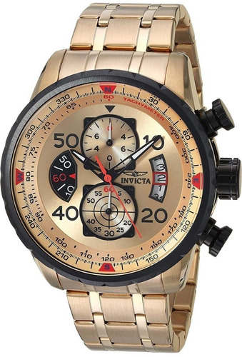 Reloj Para Hombre 17205 Aviator Dorado Con Baño De Iones