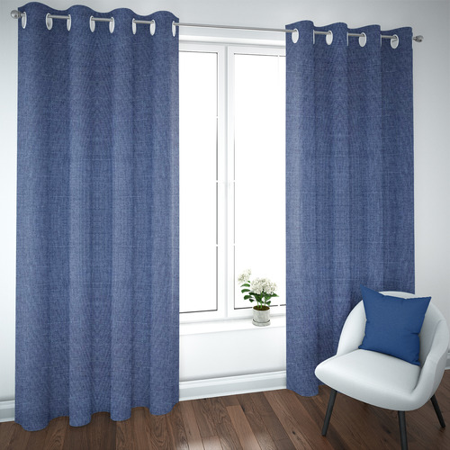 Set De Cortinas Blackout 2 Paños De 140 X 220 Cm Azul