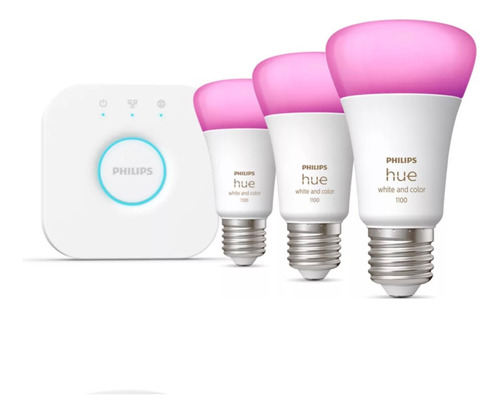 Kit 3 Philips Hue White & Color Ambience 1100lm E27 + Bridge