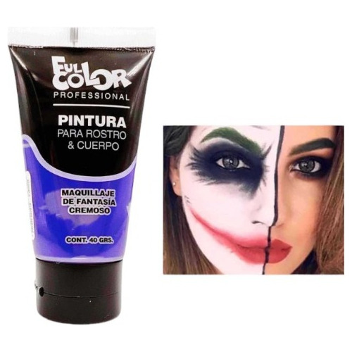 Pinta Carita Full Color Azul Maquillaje Fantasía Fiesta