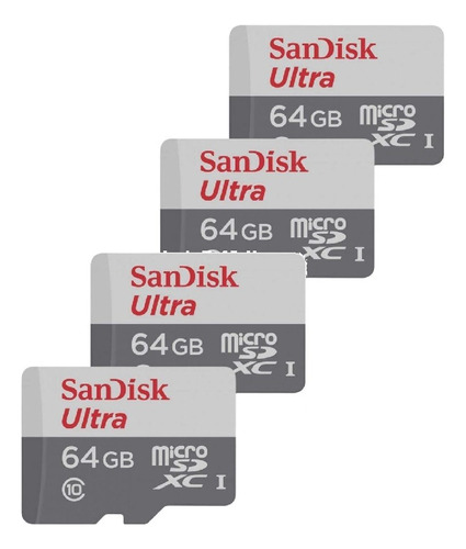 Kit 4 Cartão De Memoria Micro Sd 64gb Sandisk Para Camêra Ip