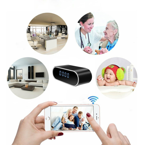 Relógio com câmera Jigayao, câmera de despertador WiFi