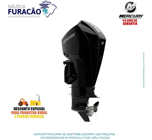 Motor De Popa Mercury 4 Tempos 225hp L Efi V6 Mecânico Preto