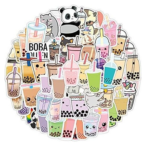 Vinilo Para Botella Bubble Tea Stickers 106pcs Cute Milk Tea