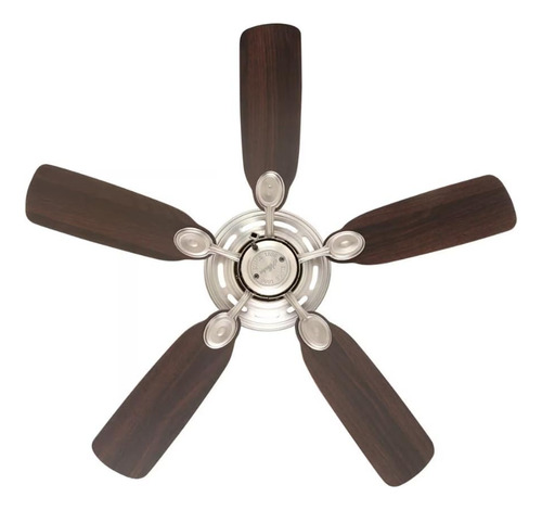 Ventilador De Techo Empotrable 5 Aspas 42'' Reversible Estructura Gris Aspas Café Diámetro 106