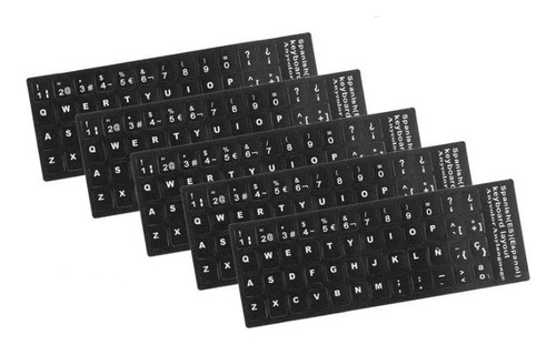 10 X Etiquetas Stickers Teclado Español Negro Letras Blancas