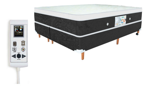 Cama Box Colchão Magnético Massageador Cromoterapia King Cor Cinza