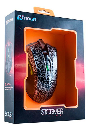Mouse Gamer Noga St-334 Usb Led Optico 2400dpi 6 Botones Color Naranja claro