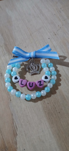 Escarapela Argentina Personalizada Con Nombre Pretty Bows Celeste Y Blanca