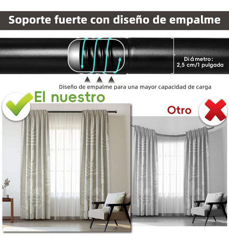 Cortinero Expandible A Maximo 2.3m De Metal Barra De Cortina