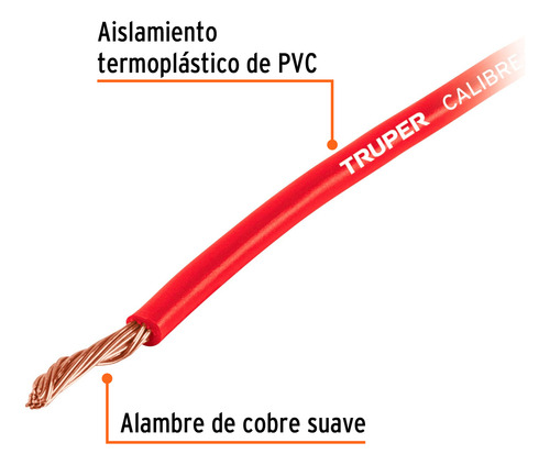 Carrete Con 12 M De Cable Rojo Cal. 18 Truper 101089