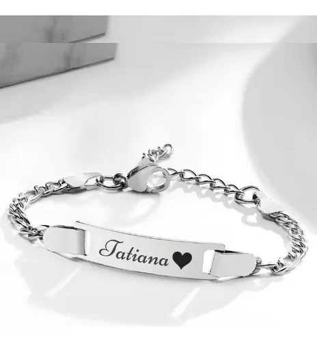 Pulsera Bebé Con Nombre Acero Pulserita Grabada Nena Nene Plateado 12 Cm 12 Cm