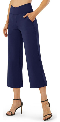 G4free Pantalones Capri De Pierna Ancha Con Bolsillo For