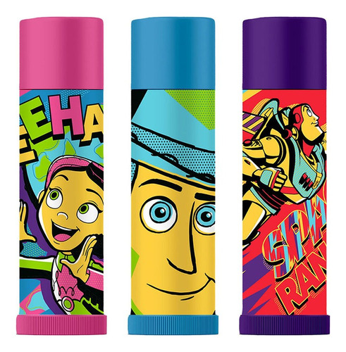 Set De 3 Bálsamos Labiales Con Esencia De Fresa, Chicle Y Uva Toy Story Disney