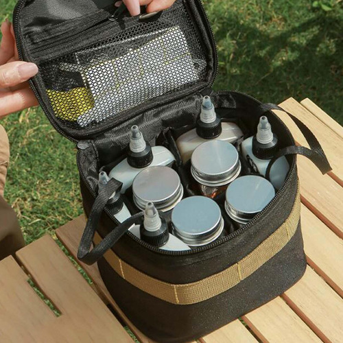 Bolsa De Tarros De Especias Para Acampar, Con Frascos