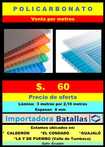 Policarbonato Alveolar Por Metros Sólido Macizo Rigido P4