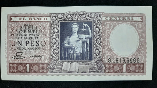 Billete 1 Peso Moneda Nacional Argentina S/circular 1947