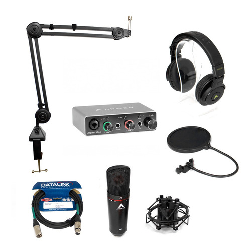 Kit Home Studio Armer Trident Com Mic A87 + Fone Sh450 Cor Vermelho 48V