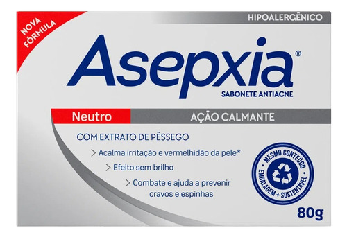 Sabonete Em Barra Asepxia - Sabonete Antiacne Neutro - 80g