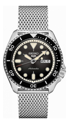 Seiko 5 Sport Automático Srpd73k1 Color de la correa Plateado Color del bisel Negro Color del fondo Negro