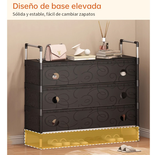 Zapateras Almacenamiento Zapatos En Plano 6 Niveles Color Negro