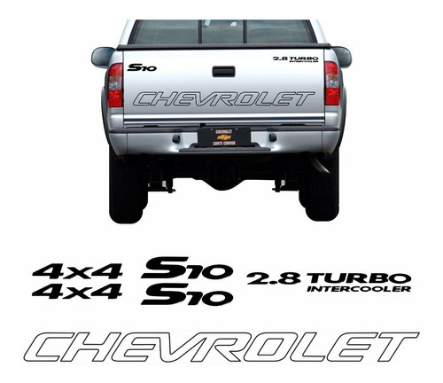 Kit Adesivos S10 4x4 2000 Preto + Emblemas Resinado S10kit37 Cor Preto