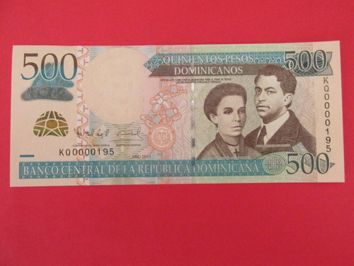 Billete Banco Republica Dominicana 500 Pesos Año 2011  Unc 